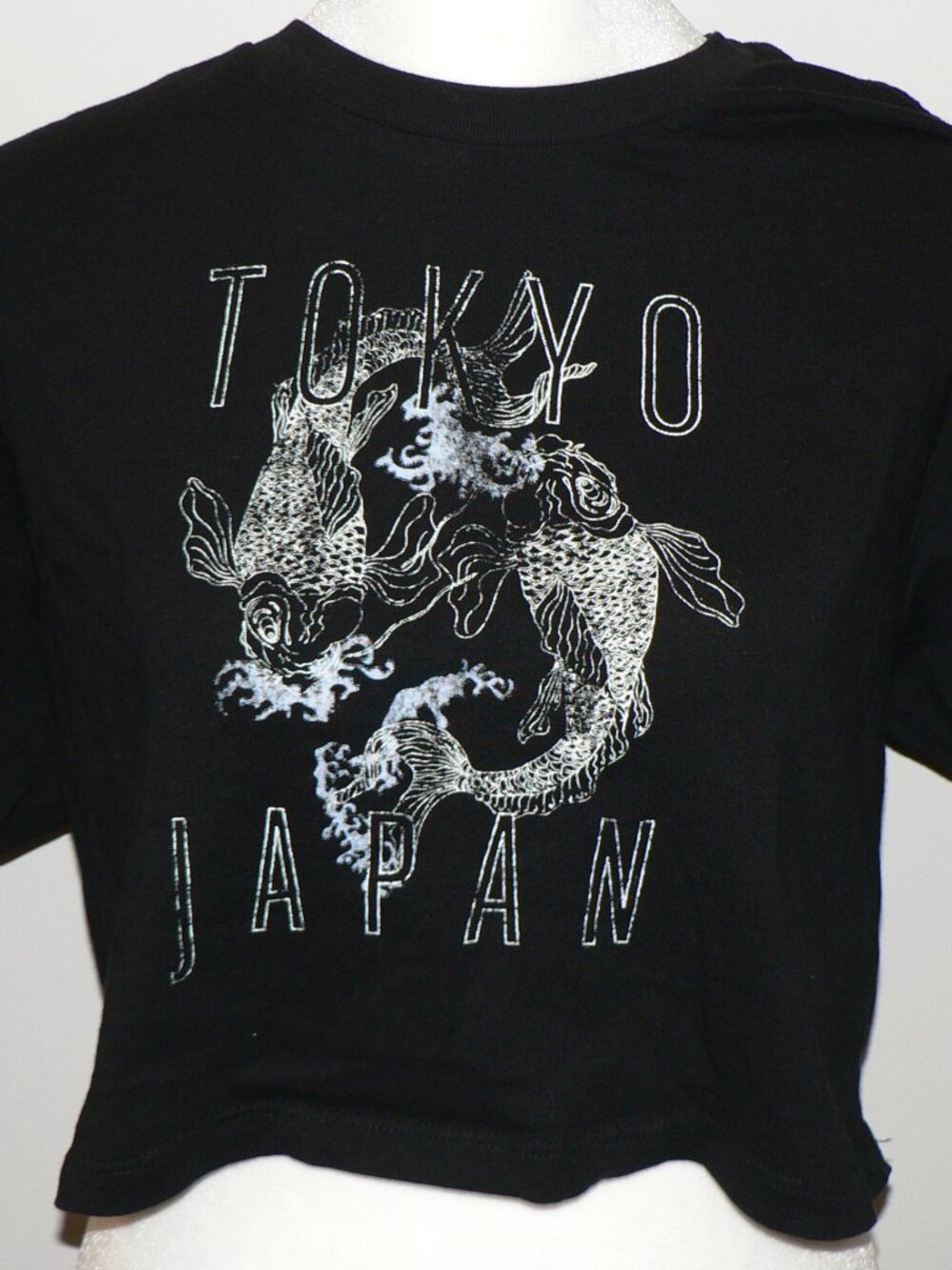 Garage Womens Small‎ Tokyo Japan Graphic Crop Top Black & White Y2K Baby Tee